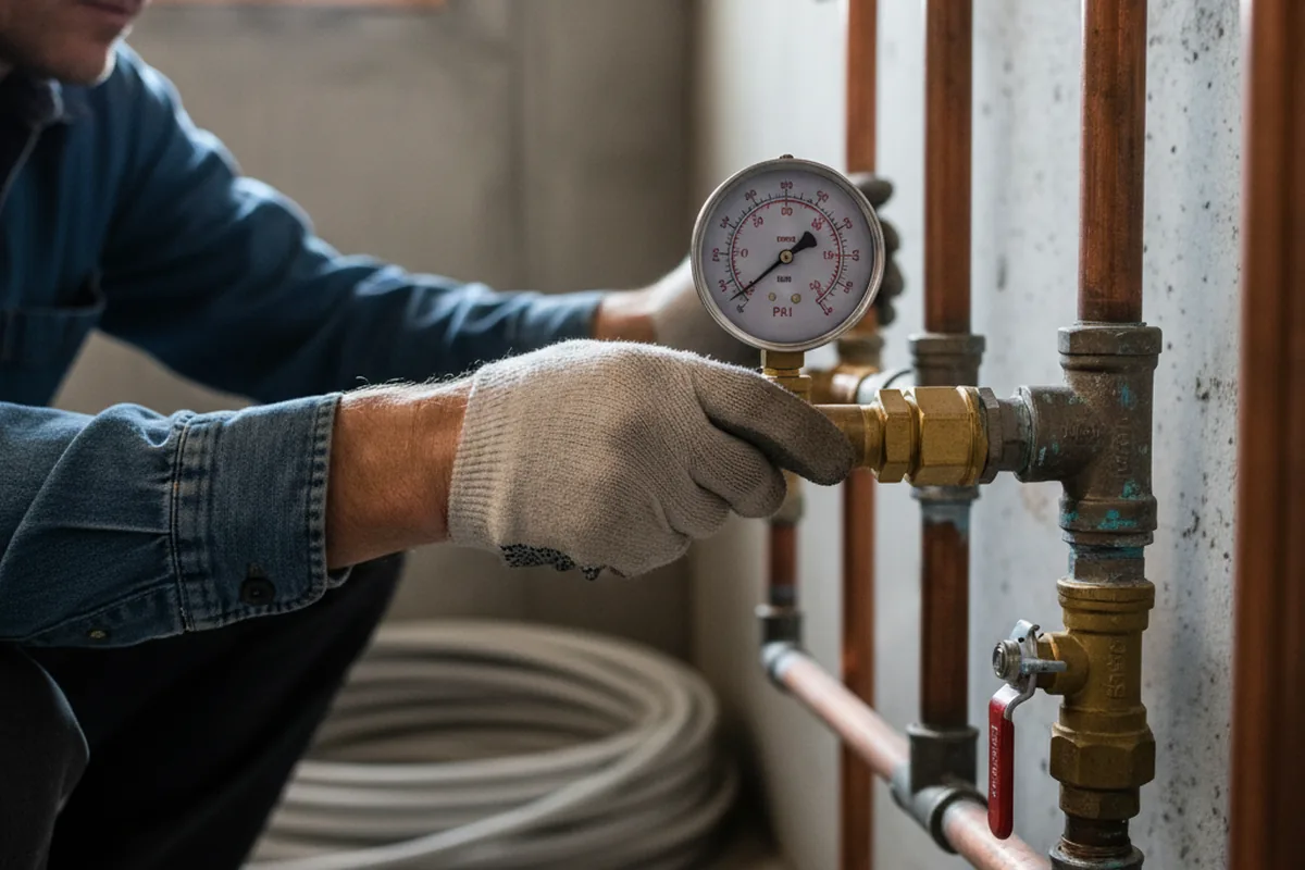 Pressure testing a repaired line during Water Line Repair in Van